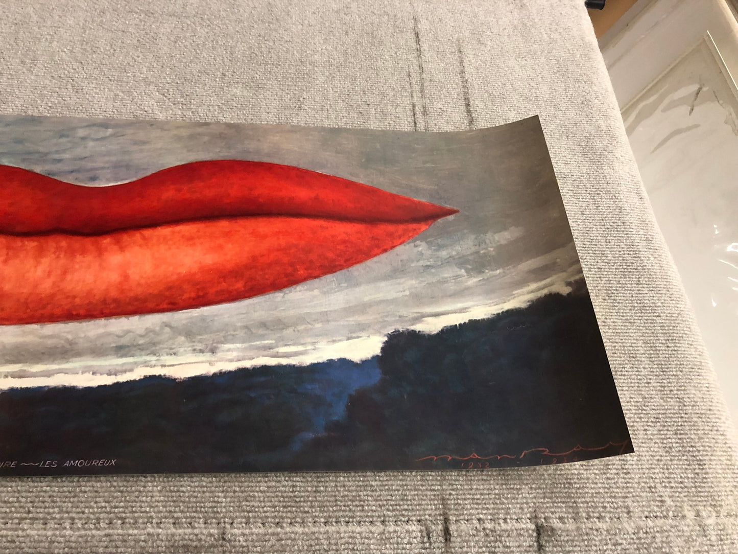 Man Ray Lips (No Text) " Offset Lithograph Pop Art Red Gray Brow