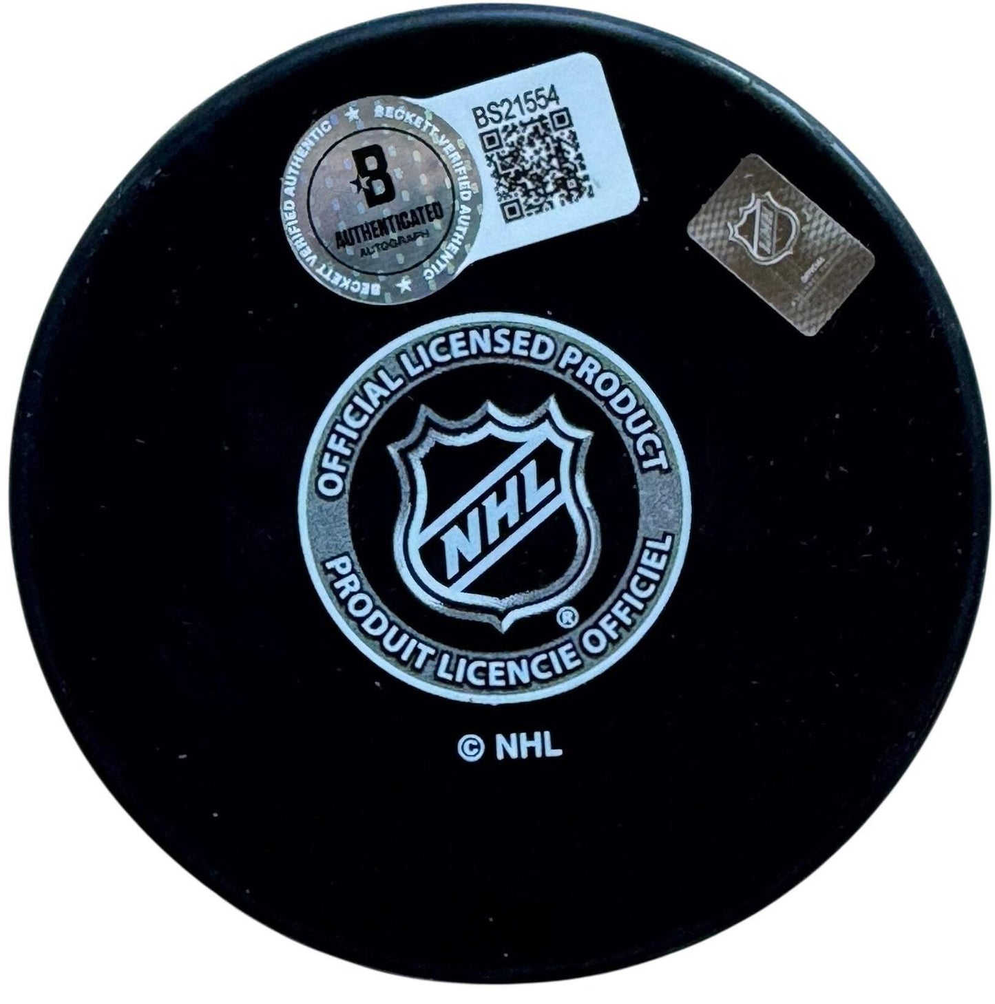 Evan Bouchard Autographed Edmonton Oilers Logo Puck (Beckett)