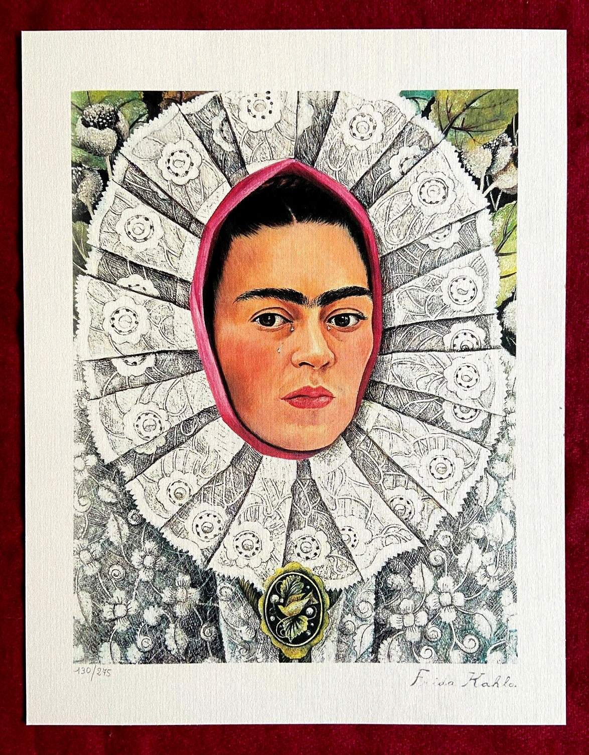 Frida Kahlo 'Self-Portrait' Lithograph Numbered Signed Coa