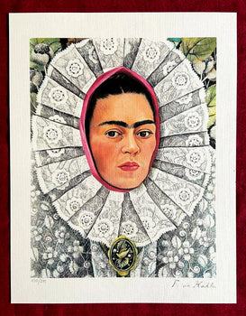 Frida Kahlo 'Self-Portrait' Lithograph Numbered Signed Coa
