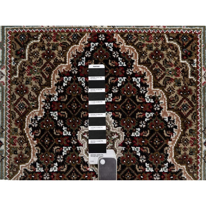 2'5"X4'8" Black Tebraz Mahi With Medallion Design Rug Wool Hand Knotted