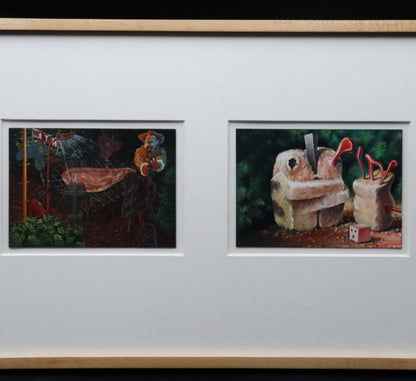 Steve Galloway & Edward Henderson Signed Original Painting Gouache On Paper 1986