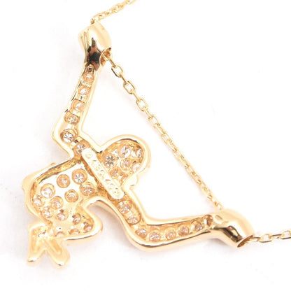 Mikimoto Monkey Motif Diamond And Pearl Necklace 0.40Ct Gold K18