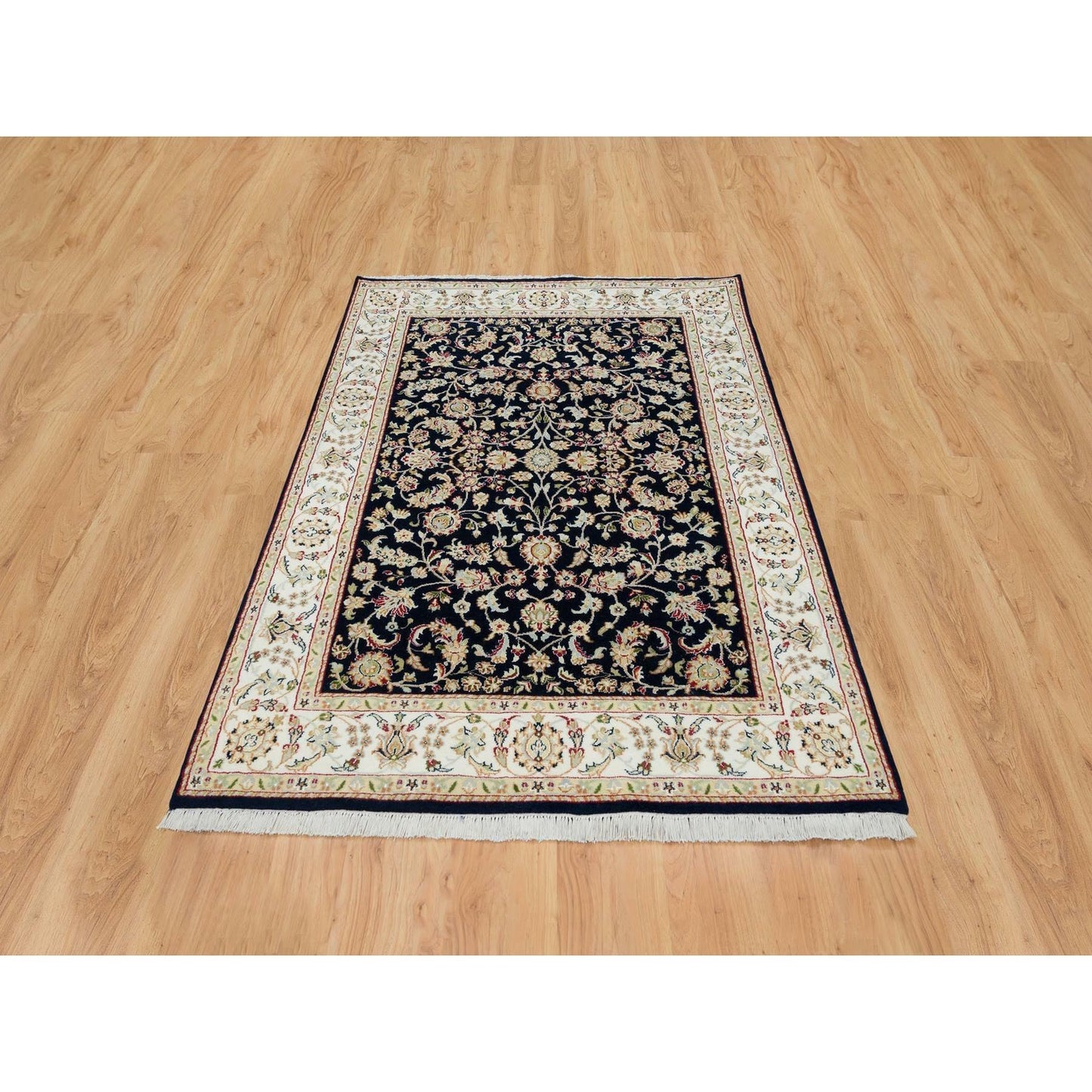 4'8"X6'9" Midnight Blue Nain Design 250 Kpsi Hand Knotted 100% Wool Rug