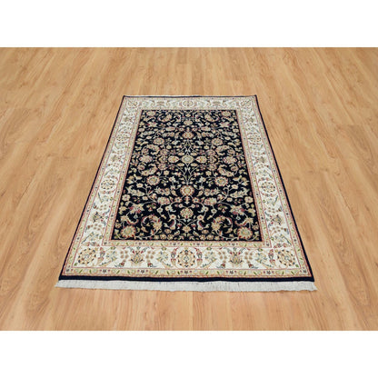 4'8"X6'9" Midnight Blue Nain Design 250 Kpsi Hand Knotted 100% Wool Rug
