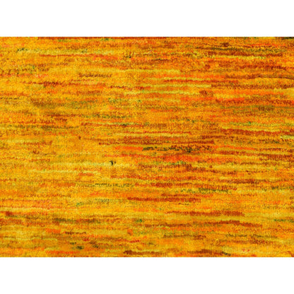 2'X3'1" Gold Color Plain Solid Design Pure Sari Silk Hand Knotted Mat Rug