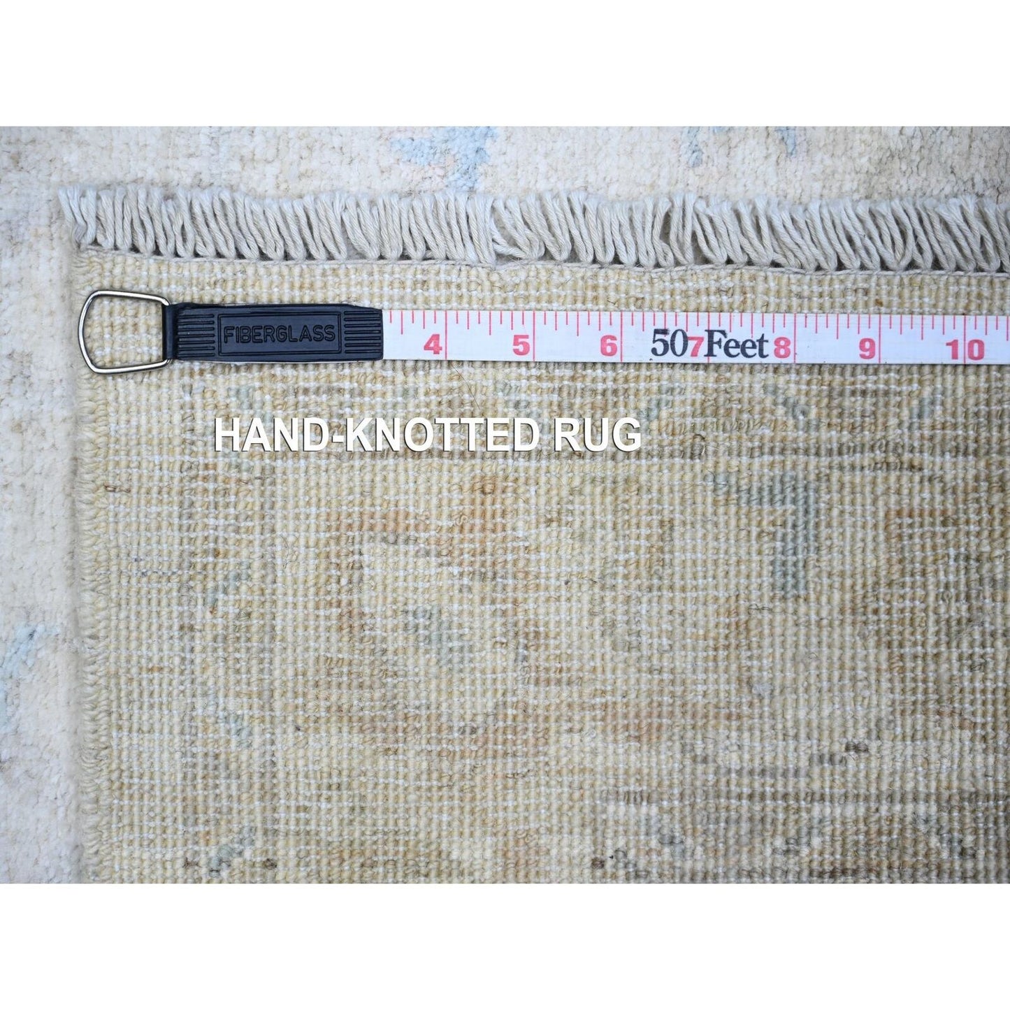 2'9"X7'8" Rose White Hand Knotted Wash Peshawar Wool Runner Rug