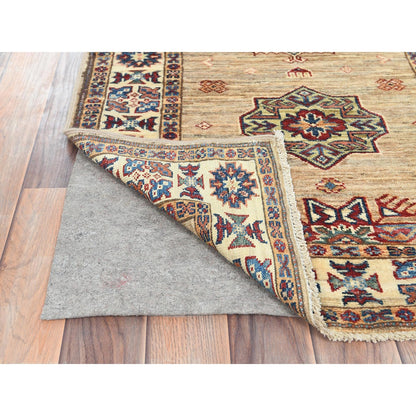 2'7"X13'6" Chamomile Afghan Super Kazak Wool Hand Knotted Rug