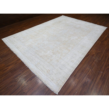 8'9"X12'5" Apricot Orange Faded Out Angora Oushak Shiny Wool Oriental Rug