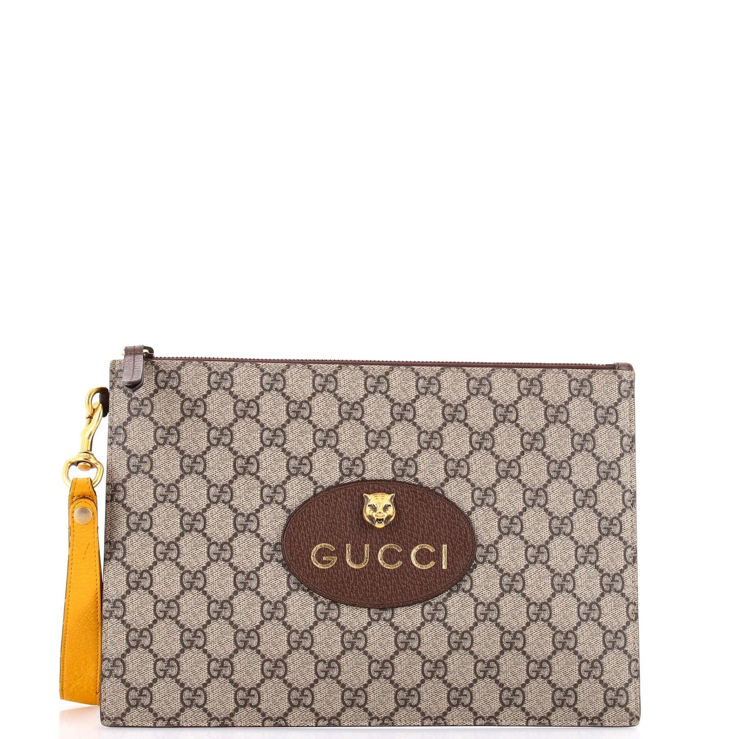 Gucci Neo Vintage Wristlet Pouch Gg Coated Canvas