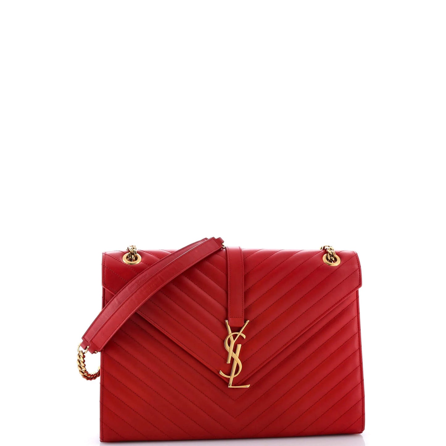Saint Laurent Classic Monogram Envelope Satchel Matelasse Chevron Leather Large