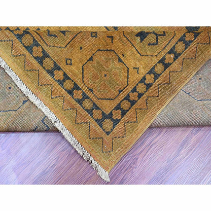 8'X9'5" Brown Overdyed Kazak Medallions Design Hand Knotted 100% Wool Rug
