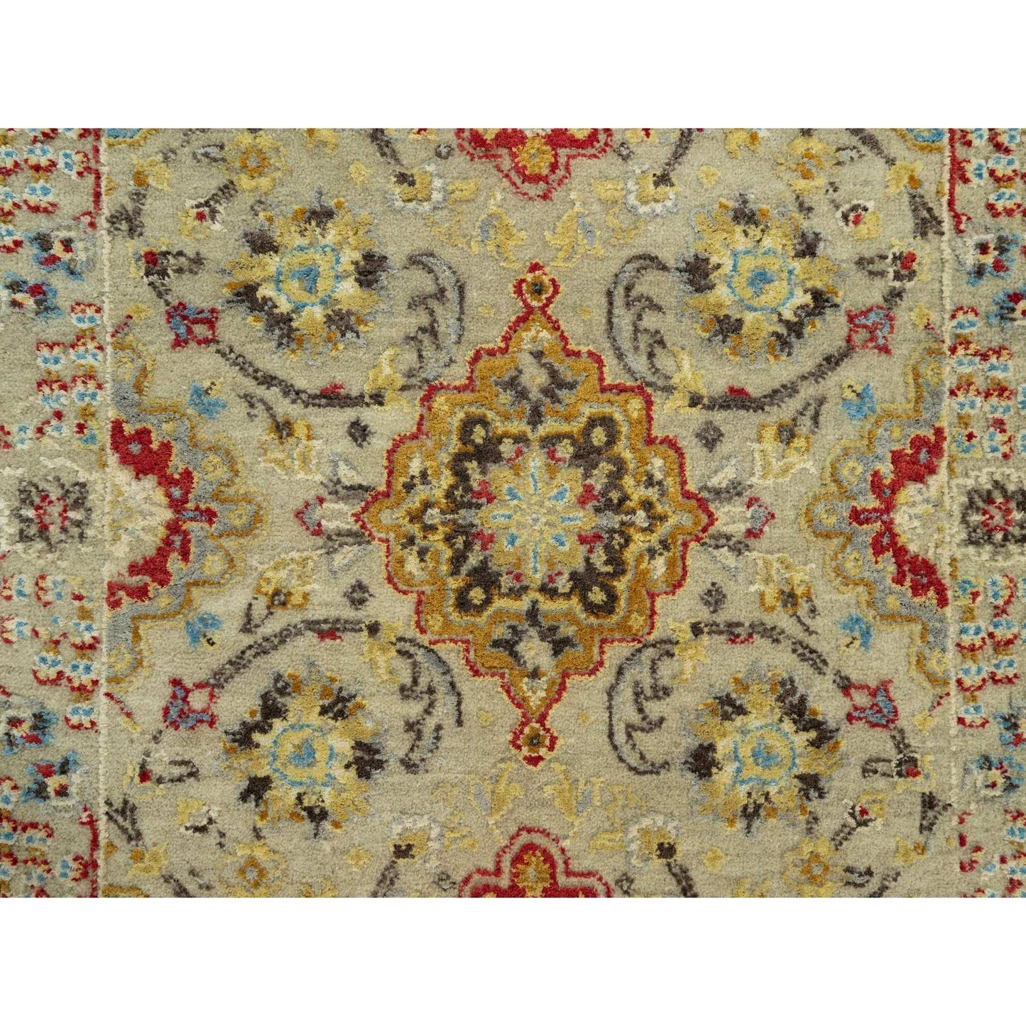 2'8"X6' Camel Wool And Silk Sunset Hand Knotted Runner Oriental Rug