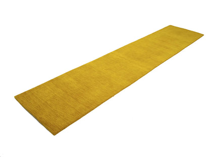 2'7x12'1 Marigold Solid Design Hand-Loomed Gabbeh Wool Runner Rug Carpet