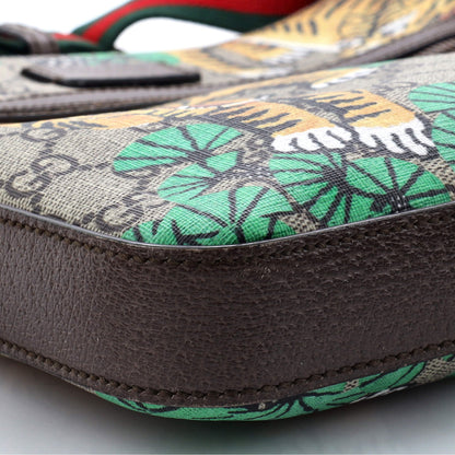 Gucci Front Zip Messenger Bengal Print Gg Coated Canvas Medium