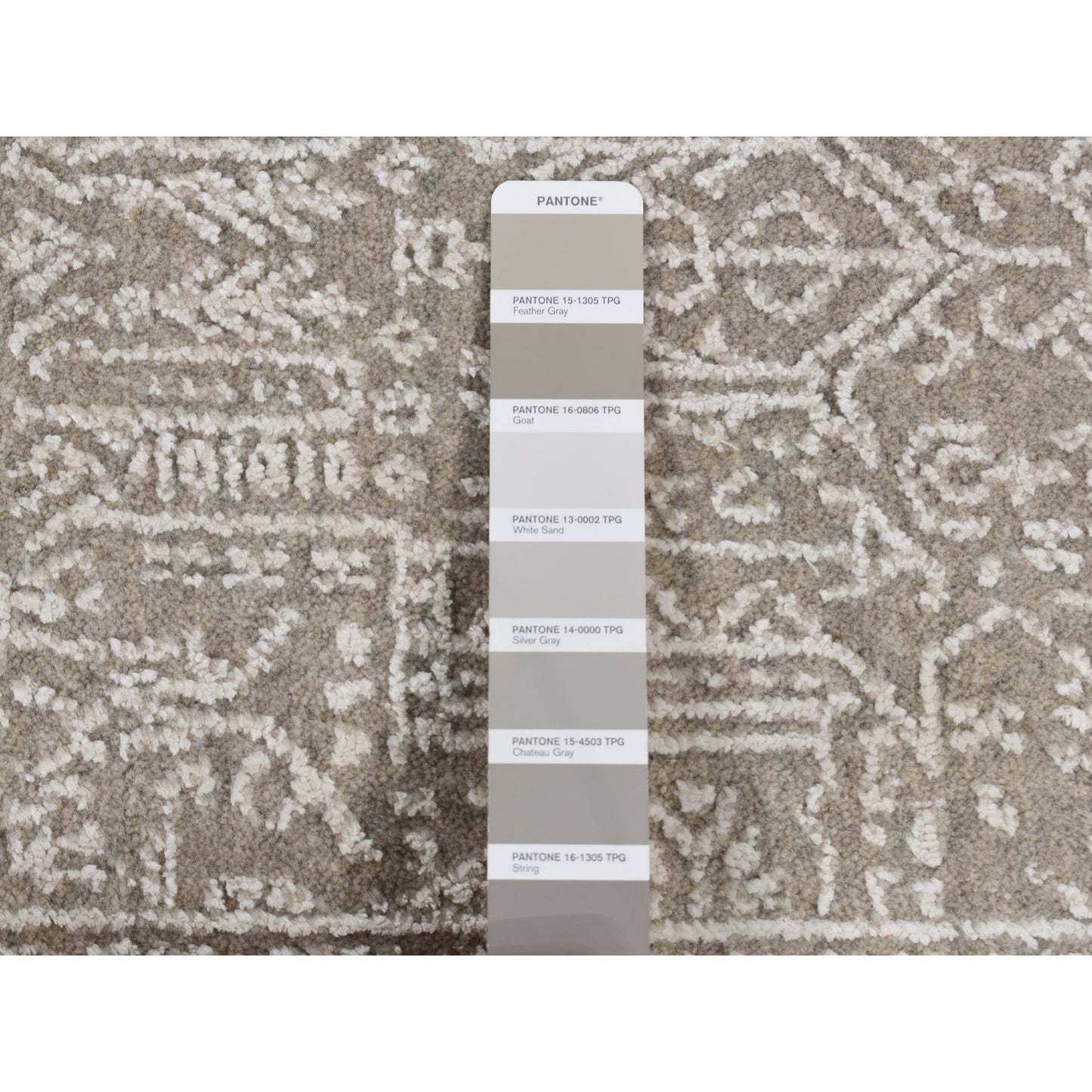 5'9"X9' Gray Wool And Plant Based Silk Fine Jacquard Hand Loomed Rug