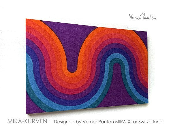 Vintage Verner Panton Mira X Kurven 21In Multi Wall Art Board Fabric Mid Century