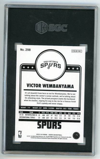 Victor Wembanyama 2023-24 Panini Hoops Rookie Card #298 Sgc 10