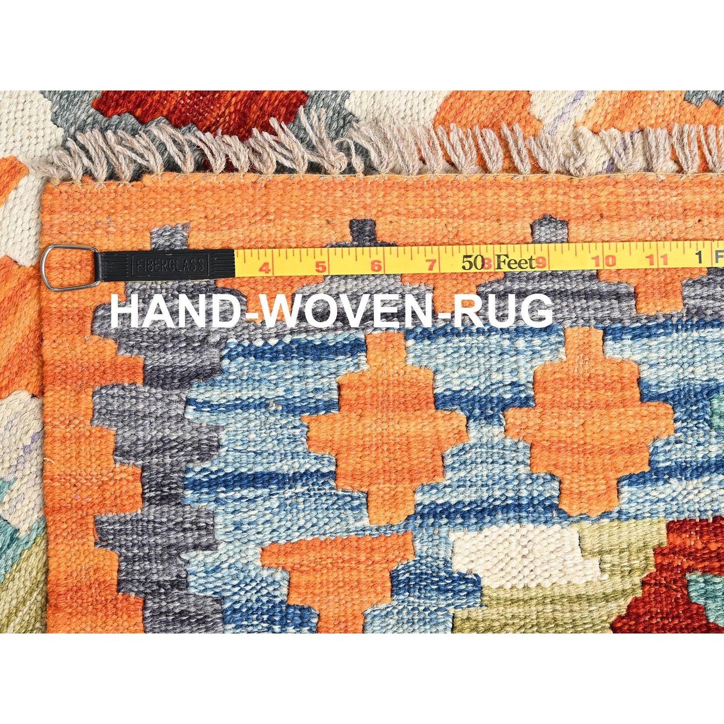 2'7"X8' Colorful Afghan Kilim 100% Wool Rug Flat Weave Hand Woven Runner