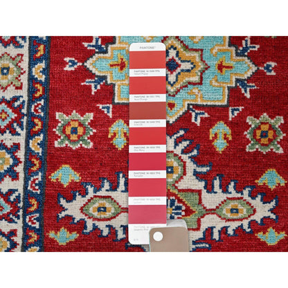2'1"X3' Red Kazak Geometric Medallions Design Wool Hand Knotted Sample Rug