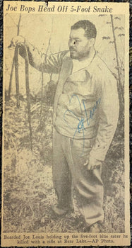 Joe Louis Autographed Newspaper Clip (Jsa)