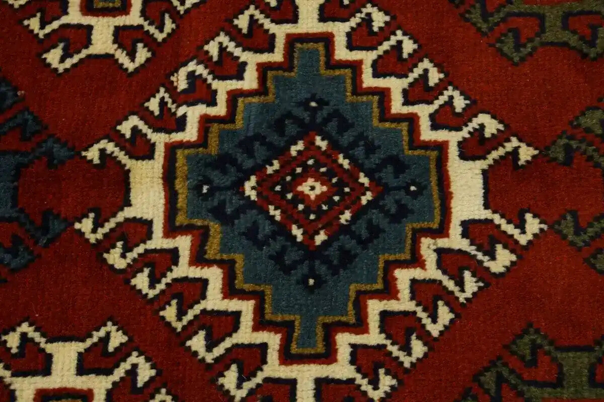 Carpet 3'4X6'3 ft Handmade Wool Oriental Rug Geometric Tribal Design Farmhouse