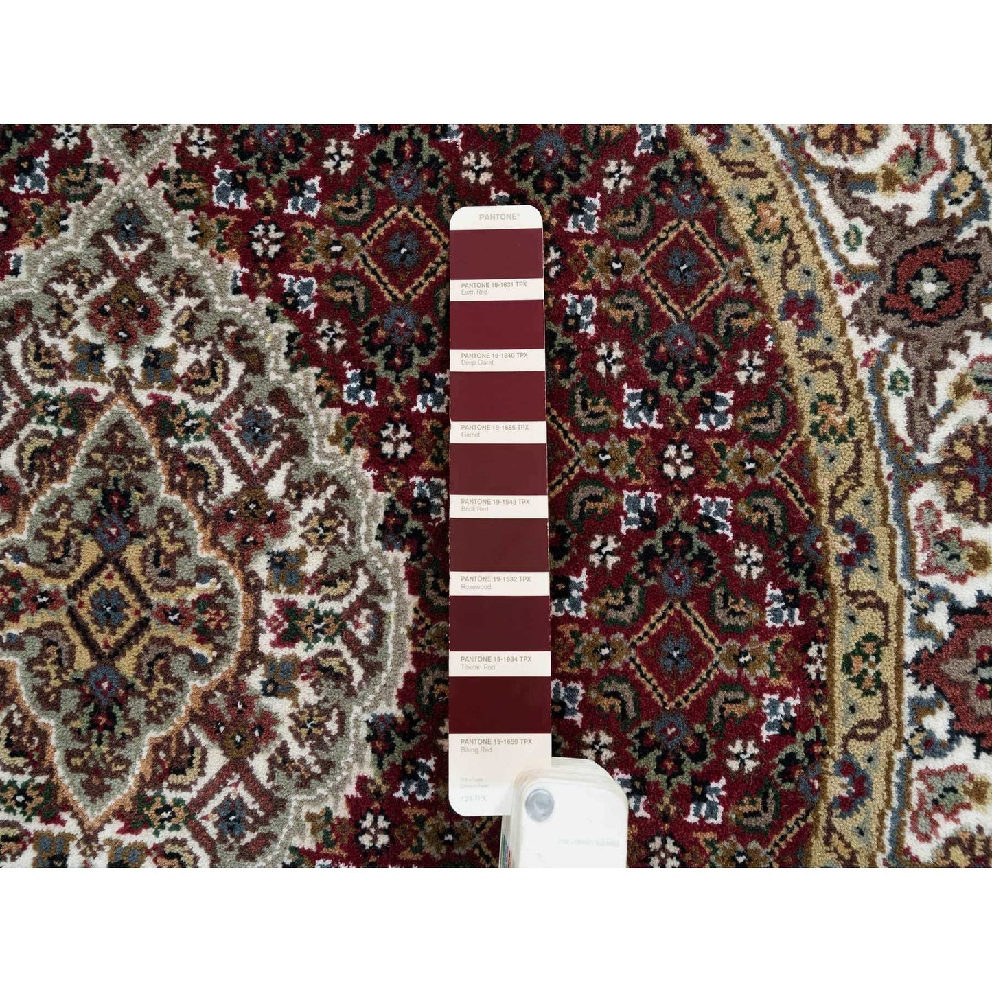 3'4"X3'4" Red Tebraz Design Wool Hand 175 Kpsi Knotted Round Rug