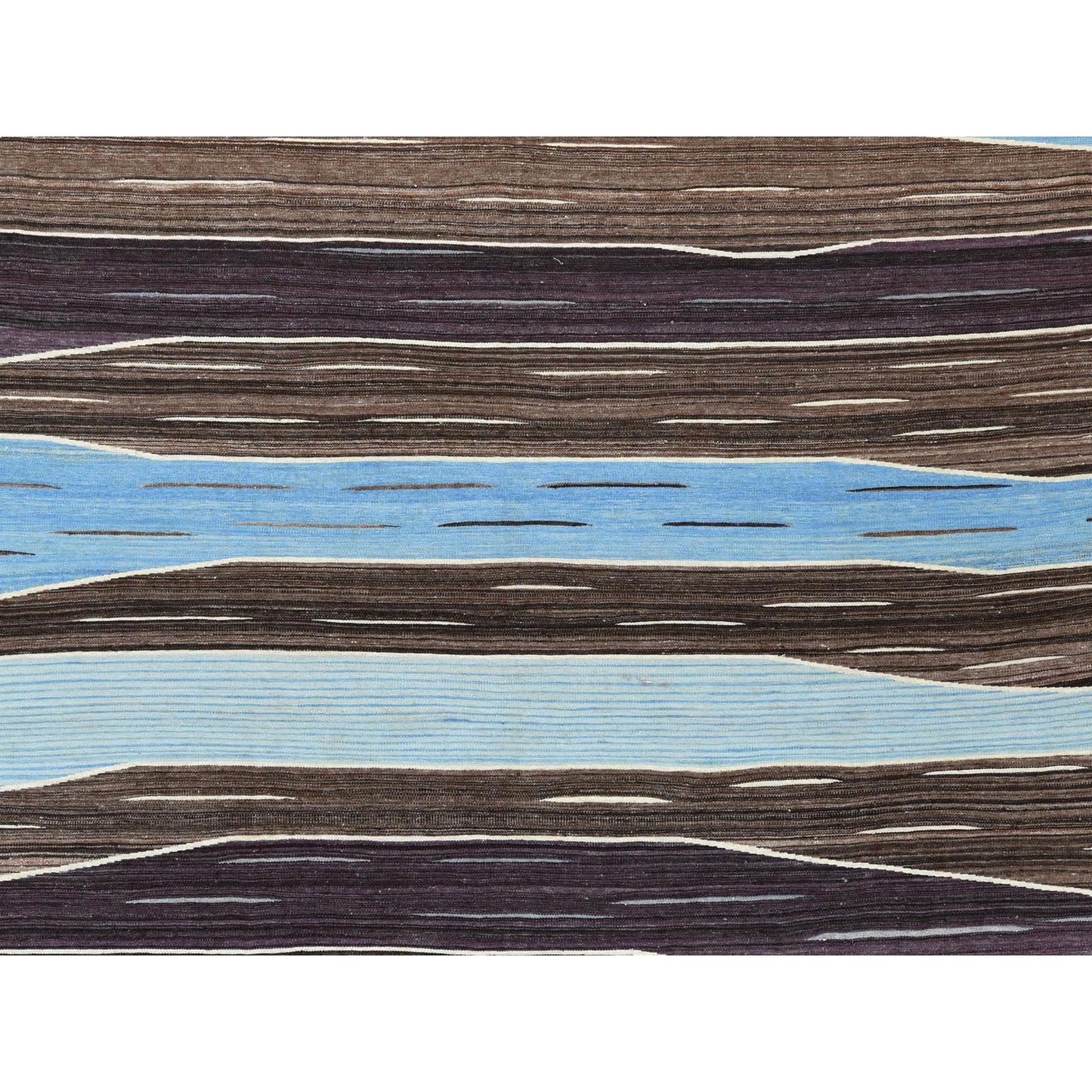 10'5"x14' Wool Flat Weave Brown Mountain Design Kilim Hand Woven Rug