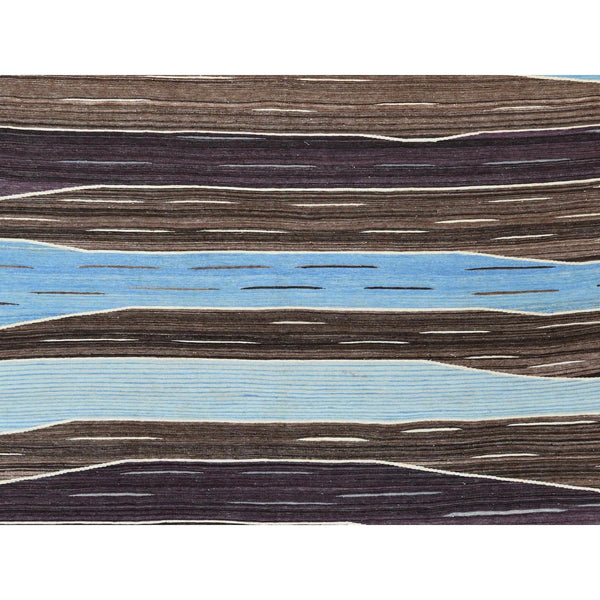 10'5"x14' Wool Flat Weave Brown Mountain Design Kilim Hand Woven Rug
