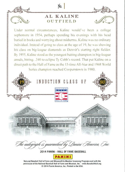 Al Kaline 2014 Panini Autographed Card