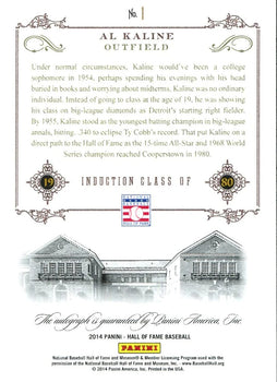 Al Kaline 2014 Panini Autographed Card