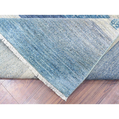 9'X11'9" Light Blue Afghan Kashkuli Gabbeh Pure Wool Hand Knotted Rug