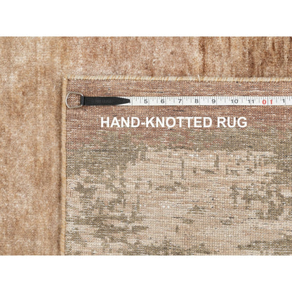 3'X5' Earth Tone Colors Abstract Design Wool And Silk Hand Knotted Rug