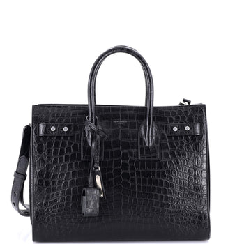 Saint Laurent Sac De Jour Nm Bag Crocodile Embossed Leather Small