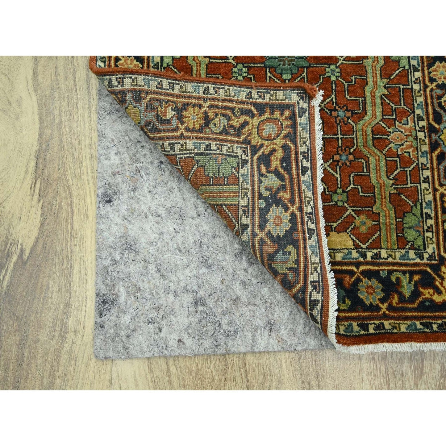 2'6"X12' Brick Red Heris All Over Design Hand Knotted All Wool Runner Rug