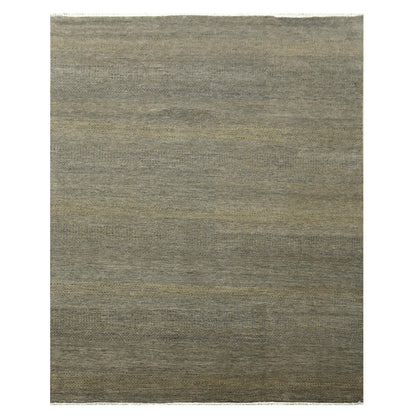 7'10"X10' Honey Brown Modern Grass Design Hand Knotted Wool And Silk Rug