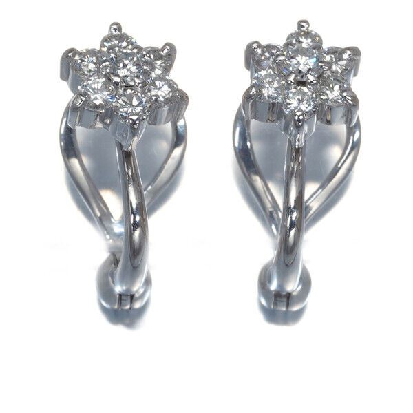Diamond Flower Earrings 14K 585 White Gold