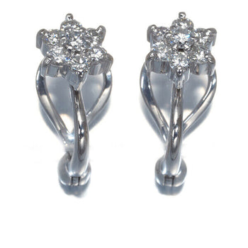Diamond Flower Earrings 14K 585 White Gold