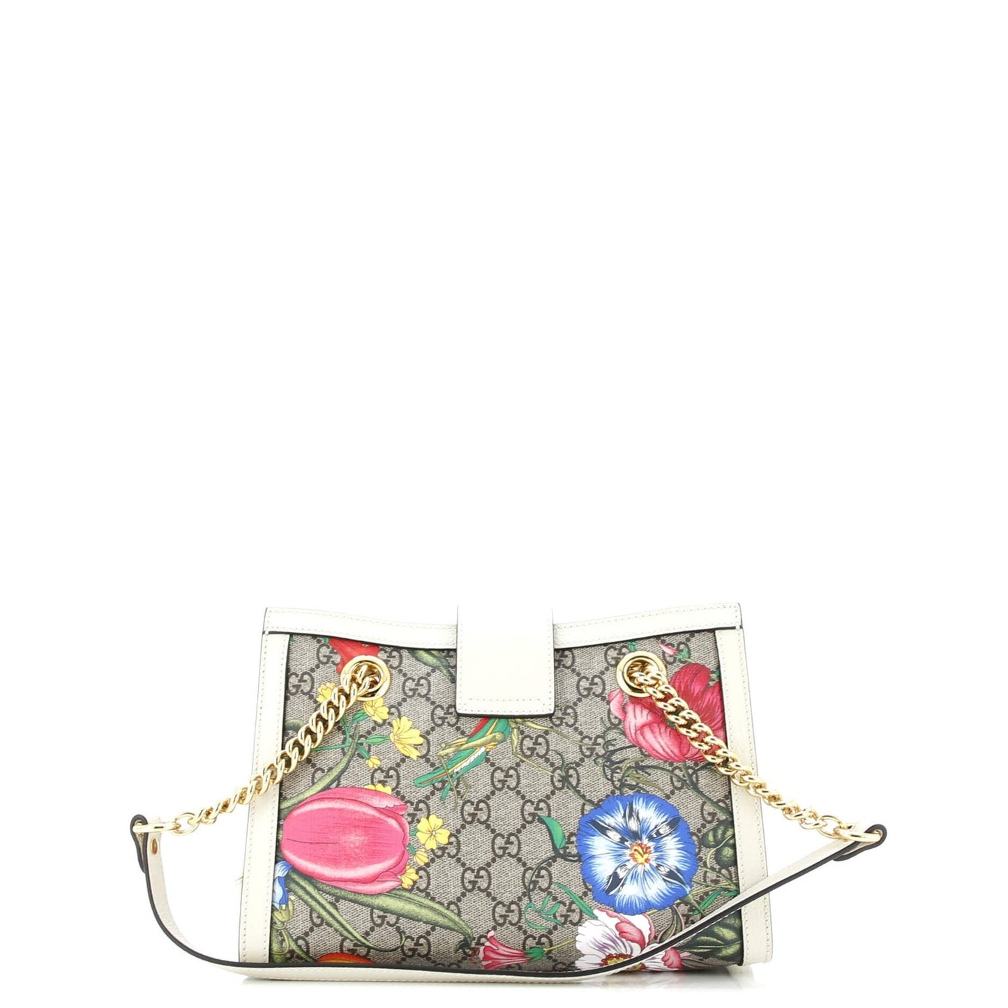 Gucci Padlock Chain Tote Flora Gg Coated Canvas Small