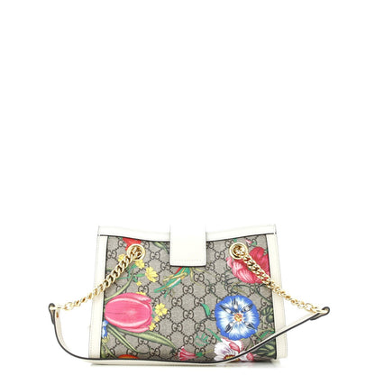 Gucci Padlock Chain Tote Flora Gg Coated Canvas Small