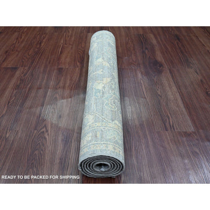 2'9"X5'6" Gray Peshawar Ziegler Mahal Design Wool Hand Knotted Runner Rug