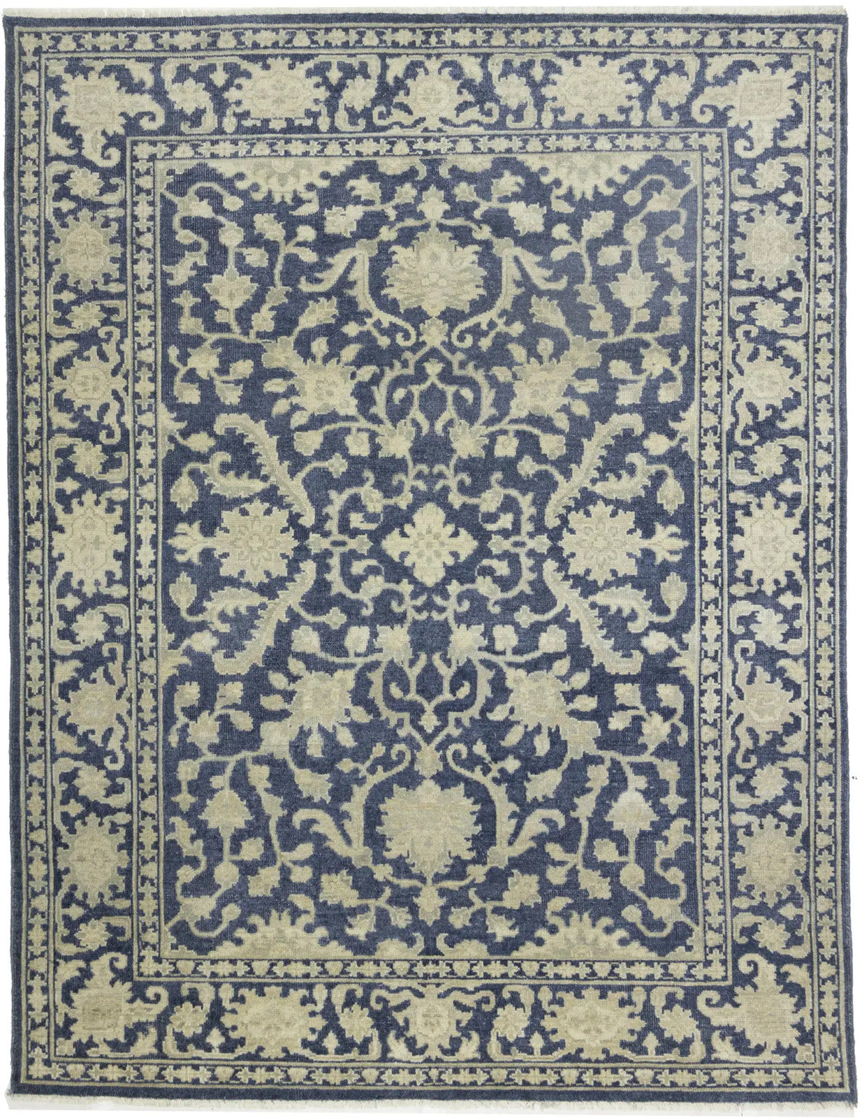 Muted Slate Blue Transitional Oriental Rug Dining Room Decor Carpet 8X10 ft