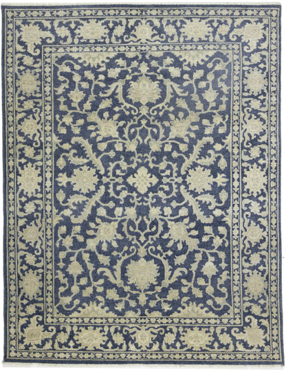 Muted Slate Blue Transitional Oriental Rug Dining Room Decor Carpet 8X10 ft