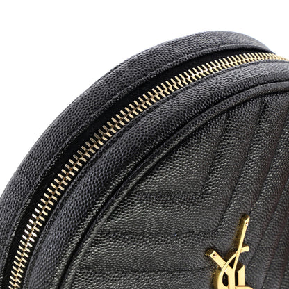 Saint Laurent Vinyle Round Camera Bag Matelasse Chevron Leather