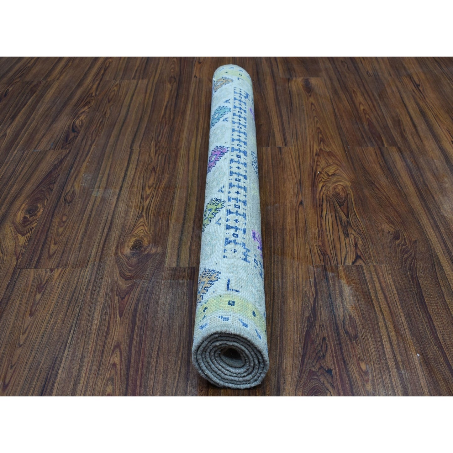 3'3"X5' Colorful Gray Fusion Kazak Pure Wool Hand Knotted Oriental Rug