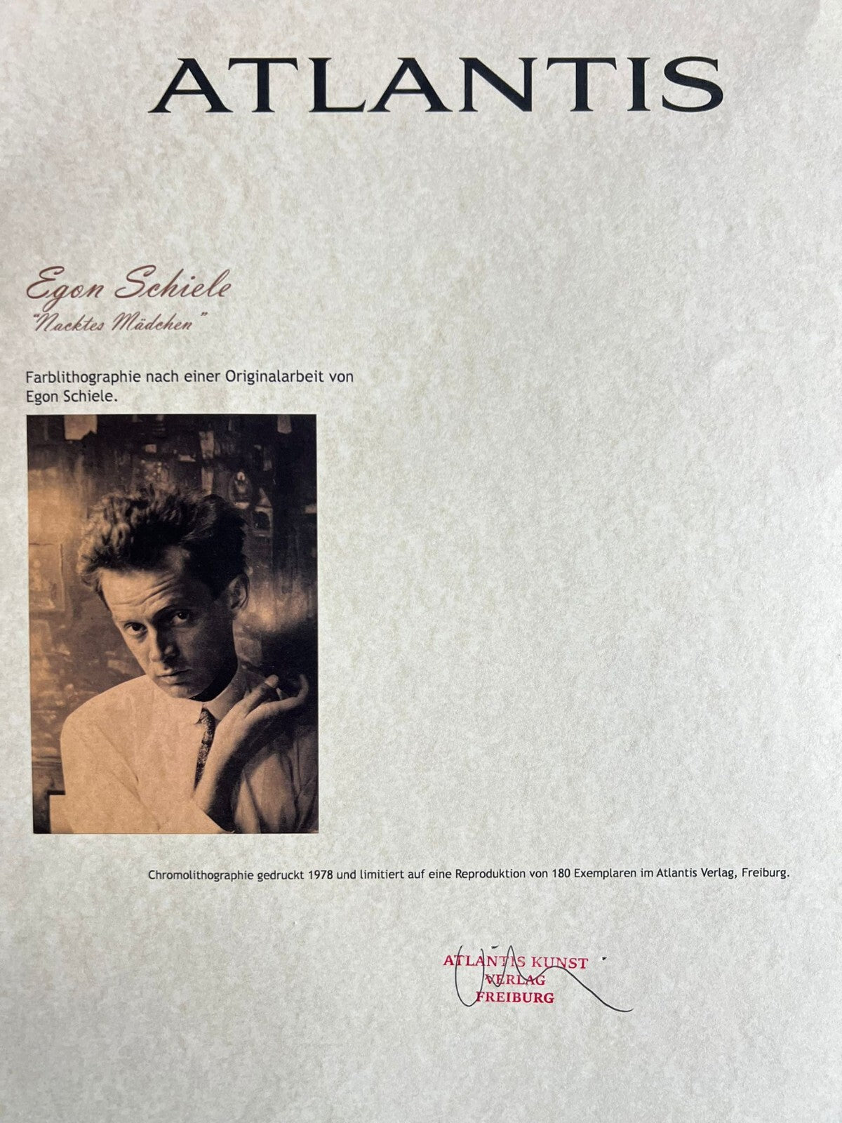 Egon Schiele (Lithograph Coa Signed Numbered In Pencil Limited)