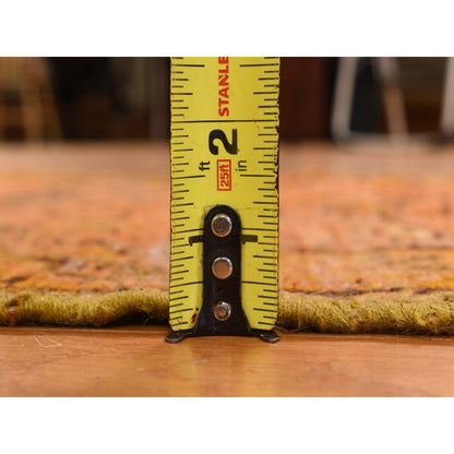 2'1"X8'3" Orange Antique Turkish Oushak Pure Wool Hand Knotted Runner Rug