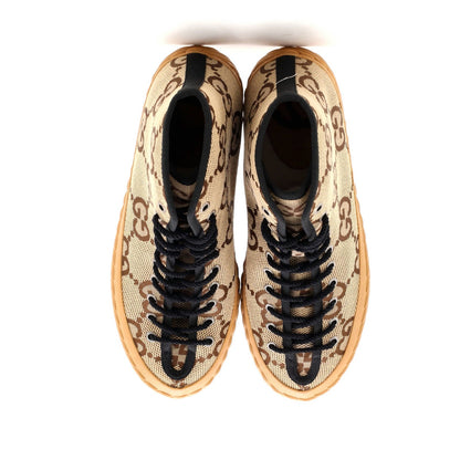 Gucci Men'S Tortuga High Top Sneakers Jumbo Gg Canvas