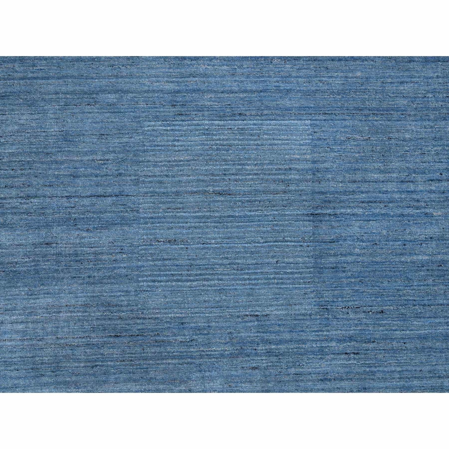 9'X11'10" Denim Blue Modern Design Soft And Plush Wool Hand Loomed Rug