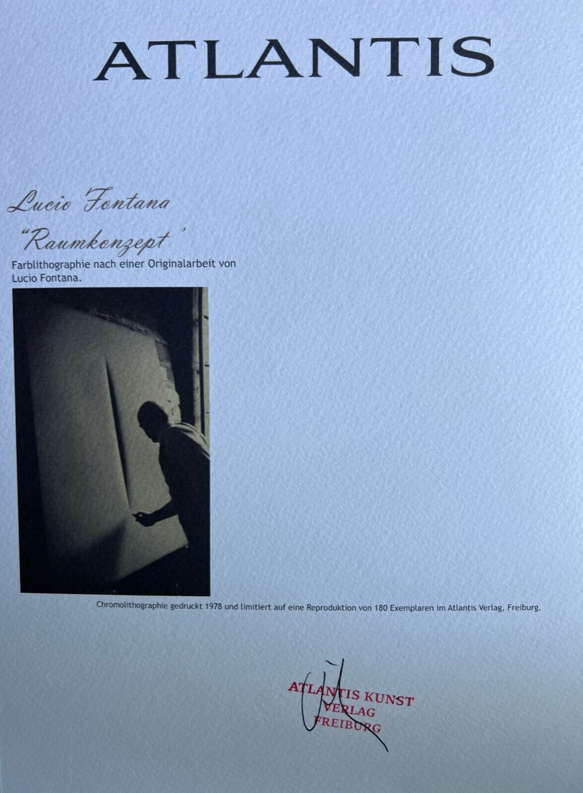 Lucio Fontana Lithograph 1978 - Signed Coa - Hand Numbered